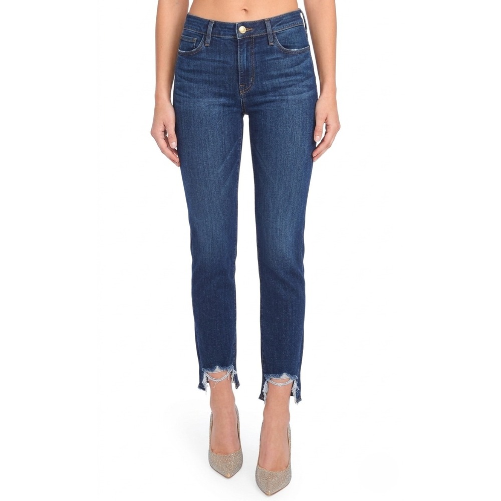 FRAME Le High Straight Jeans Fenwick Blue Women‎ Size 24 Raw Hem High-Rise Denim